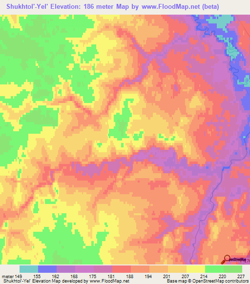 Shukhtol'-Yel',Russia Elevation Map