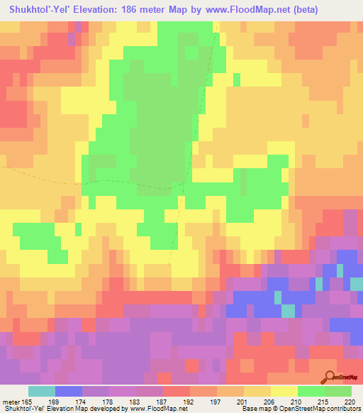 Shukhtol'-Yel',Russia Elevation Map