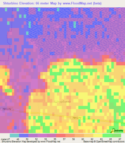 Shturbino,Russia Elevation Map