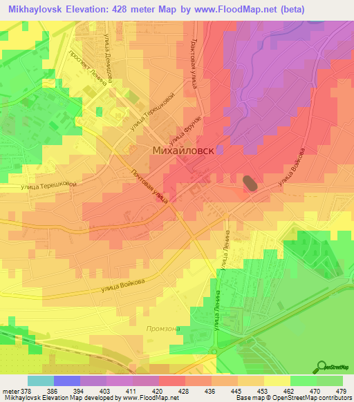 Mikhaylovsk,Russia Elevation Map