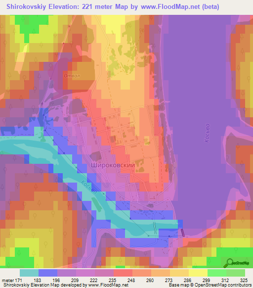 Shirokovskiy,Russia Elevation Map