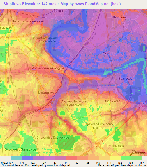 Shipilovo,Russia Elevation Map