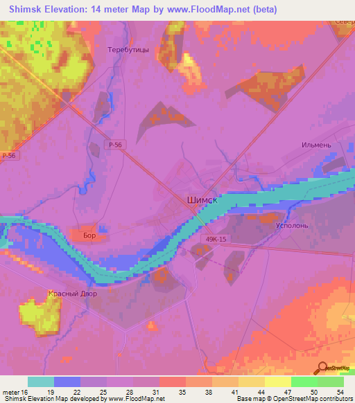 Shimsk,Russia Elevation Map