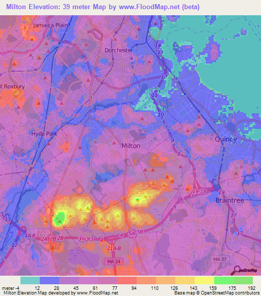 Elevation of Milton,US Elevation Map, Topography, Contour