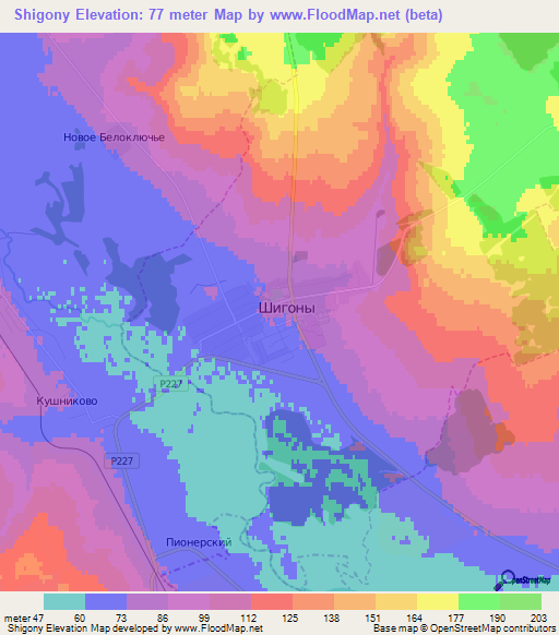 Shigony,Russia Elevation Map