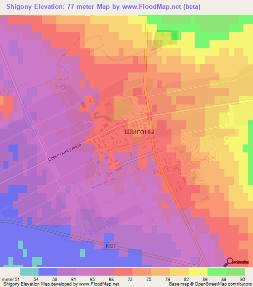 Shigony,Russia Elevation Map