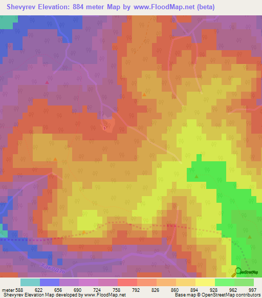 Shevyrev,Russia Elevation Map