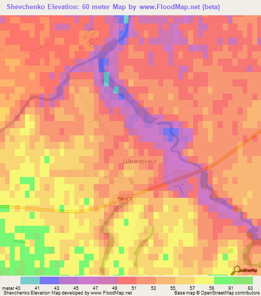 Shevchenko,Russia Elevation Map