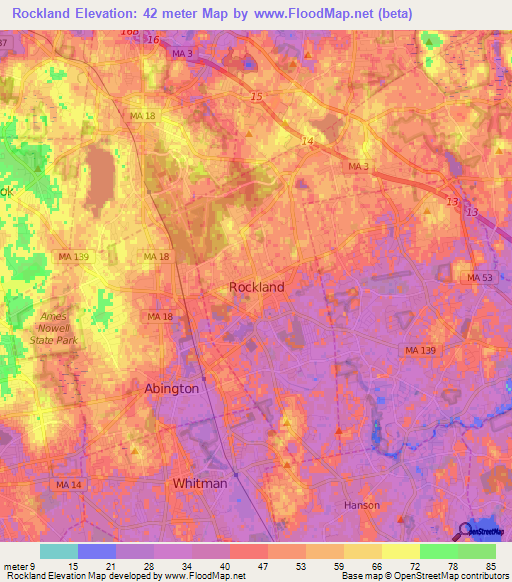 Elevation of Rockland,US Elevation Map, Topography, Contour