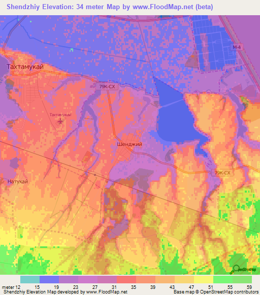 Shendzhiy,Russia Elevation Map