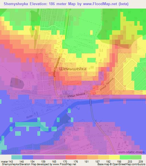 Shemysheyka,Russia Elevation Map