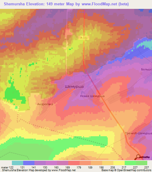 Shemursha,Russia Elevation Map