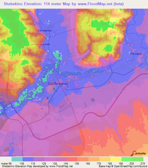 Shebekino,Russia Elevation Map