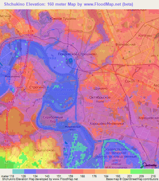 Shchukino,Russia Elevation Map