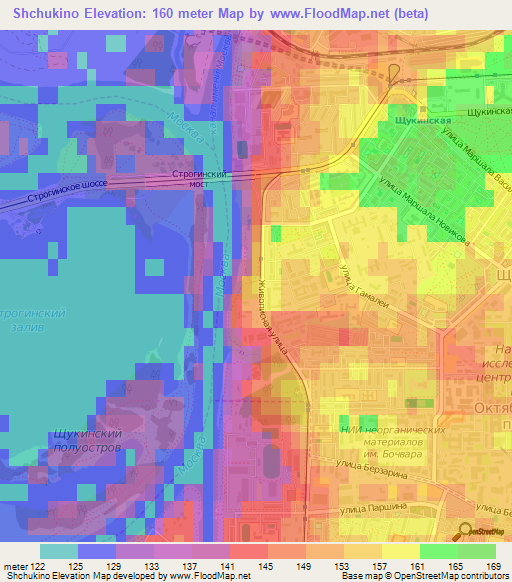 Shchukino,Russia Elevation Map