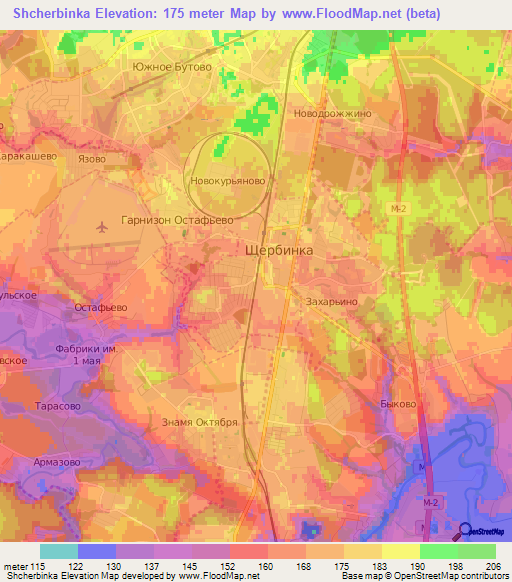 Shcherbinka,Russia Elevation Map