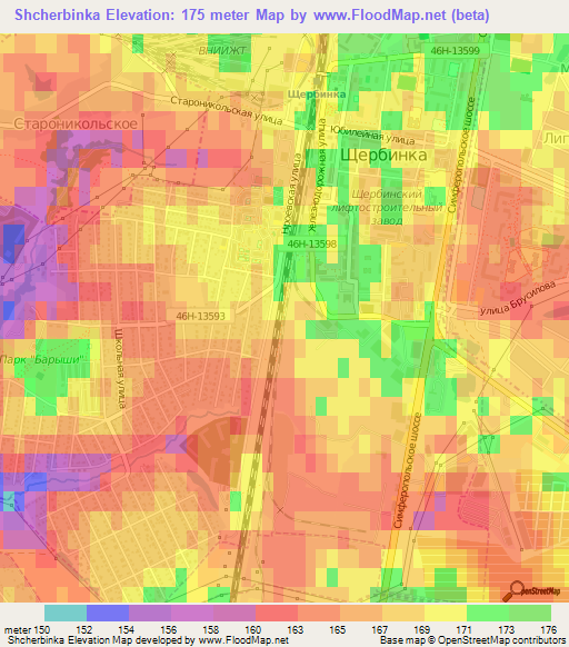 Shcherbinka,Russia Elevation Map