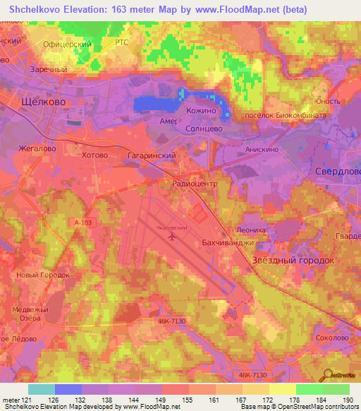 Shchelkovo,Russia Elevation Map