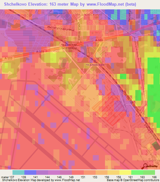 Shchelkovo,Russia Elevation Map