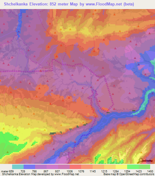 Shchelkanka,Russia Elevation Map