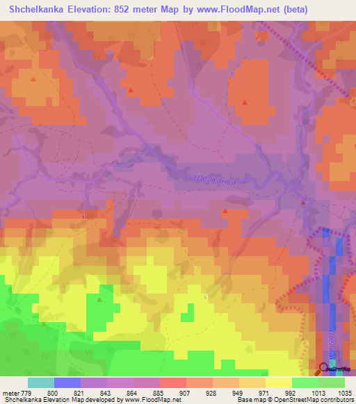 Shchelkanka,Russia Elevation Map