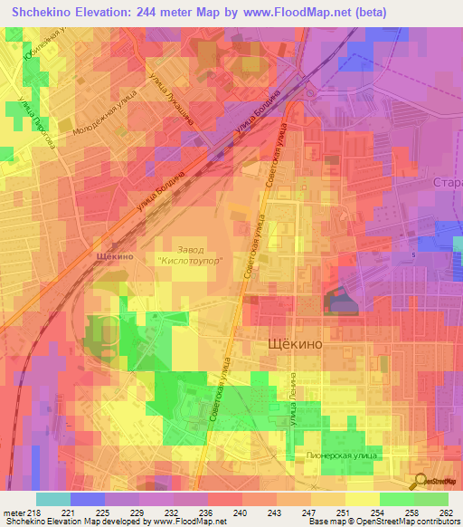 Shchekino,Russia Elevation Map