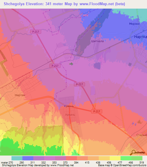 Shchegolya,Russia Elevation Map