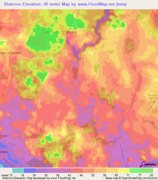 Shatrovo,Russia Elevation Map