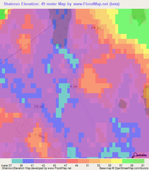 Shatrovo,Russia Elevation Map