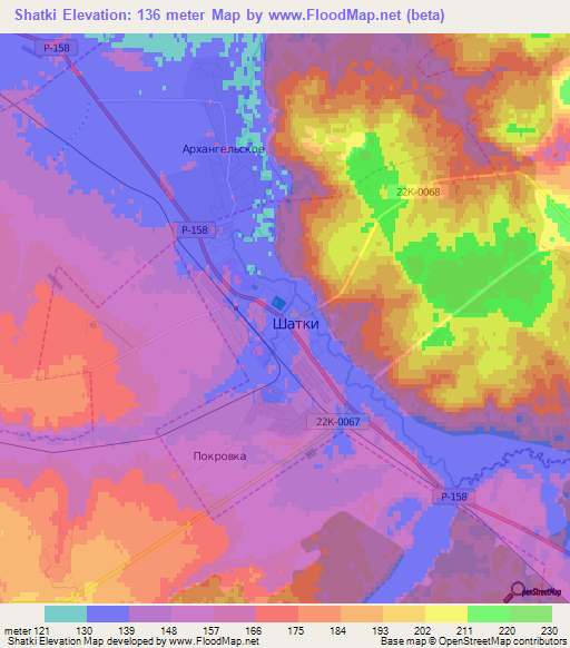 Shatki,Russia Elevation Map