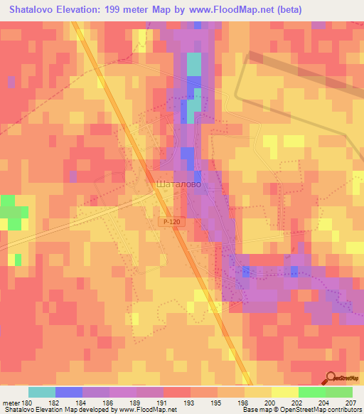 Shatalovo,Russia Elevation Map