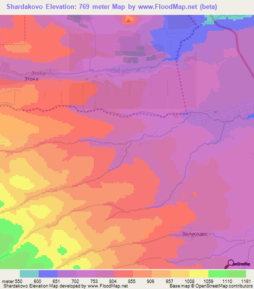 Shardakovo,Russia Elevation Map