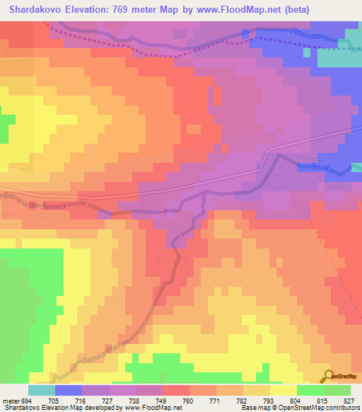 Shardakovo,Russia Elevation Map