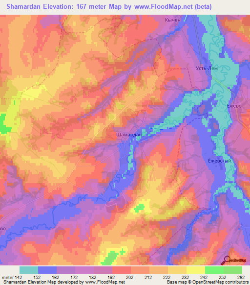 Shamardan,Russia Elevation Map