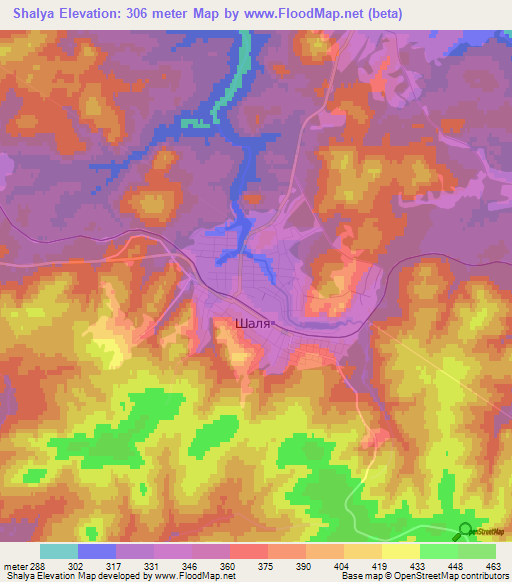 Shalya,Russia Elevation Map