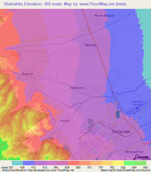 Shalushka,Russia Elevation Map