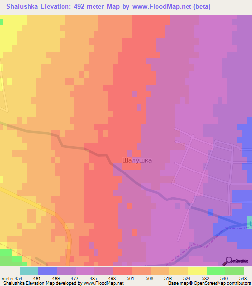 Shalushka,Russia Elevation Map