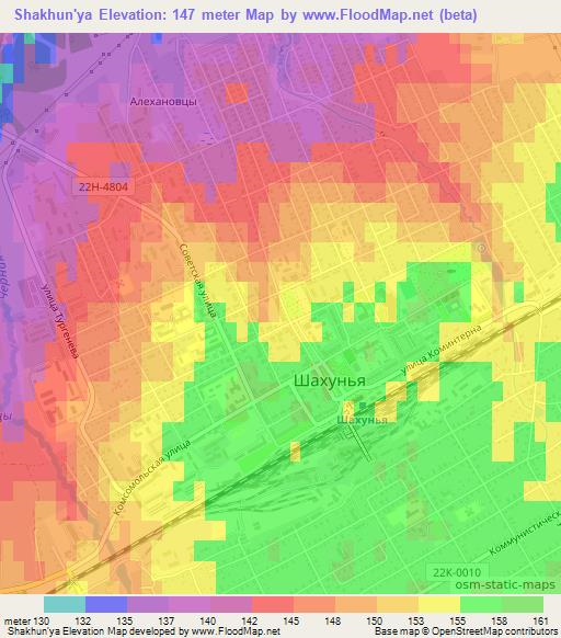 Shakhun'ya,Russia Elevation Map