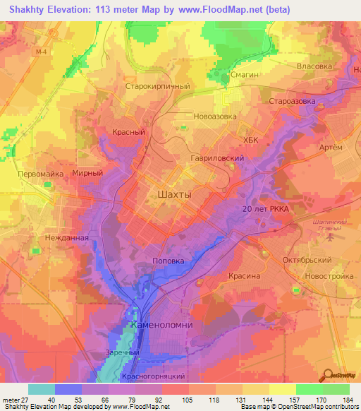 Shakhty,Russia Elevation Map