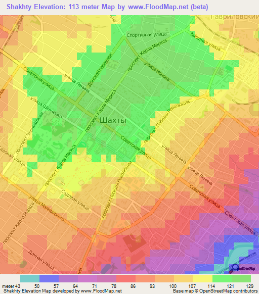 Shakhty,Russia Elevation Map