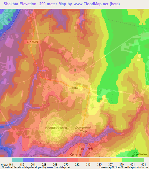 Shakhta,Russia Elevation Map