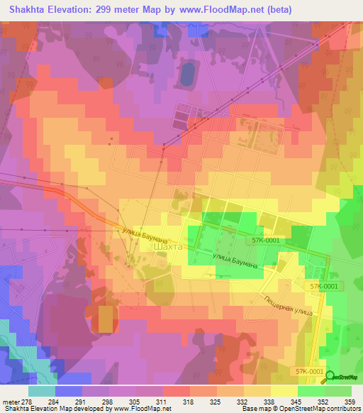 Shakhta,Russia Elevation Map