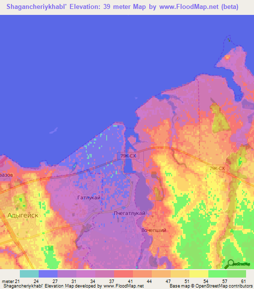 Shagancheriykhabl',Russia Elevation Map