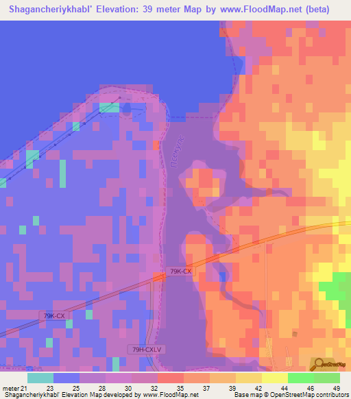 Shagancheriykhabl',Russia Elevation Map