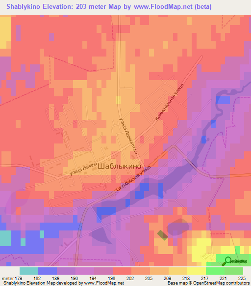 Shablykino,Russia Elevation Map