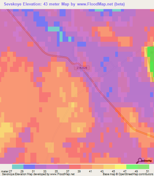 Sevskoye,Russia Elevation Map