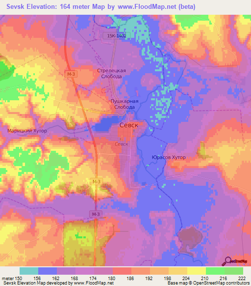 Sevsk,Russia Elevation Map