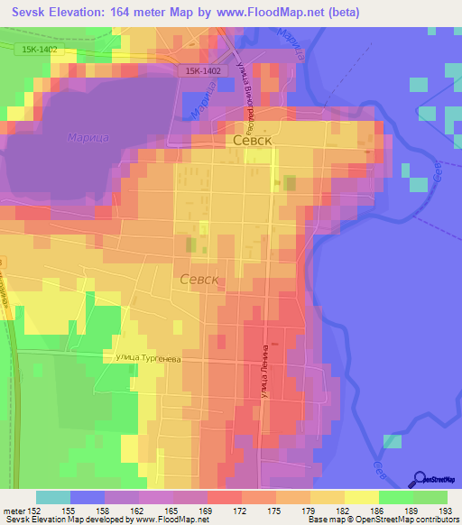 Sevsk,Russia Elevation Map