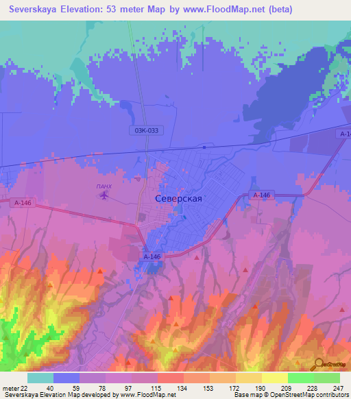 Severskaya,Russia Elevation Map