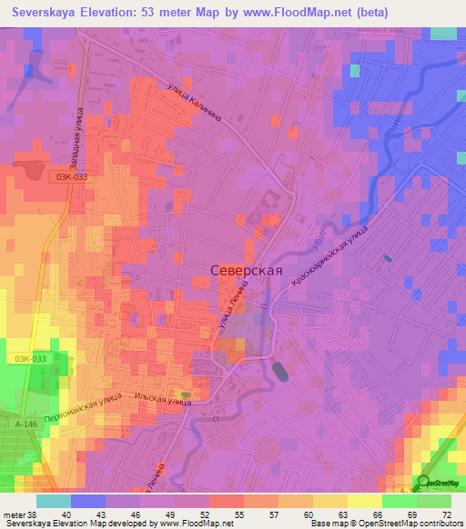 Severskaya,Russia Elevation Map